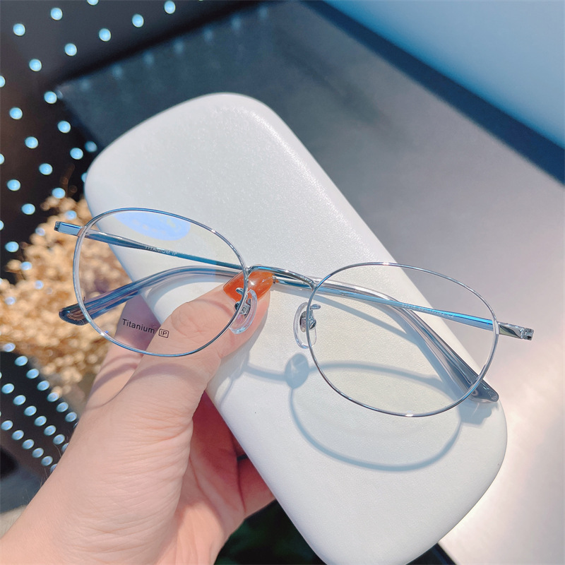 1000 degrees wide-brimmed small frame 49 pure beta titanium glasses women‘s myopic anti blue-ray lens xiaohongshu oval glasses