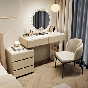 ✅ Cream Style 2025 New Style Dressing Table Bedroom Cupboard Integrated Modern Simple Solid Wood Dressing Table Bedside Table Small