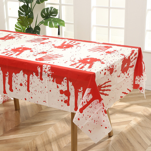 Small Halloween theme party PE tablecloth dessert table decoration disposable tablecloth plastic rectangular tablecloth