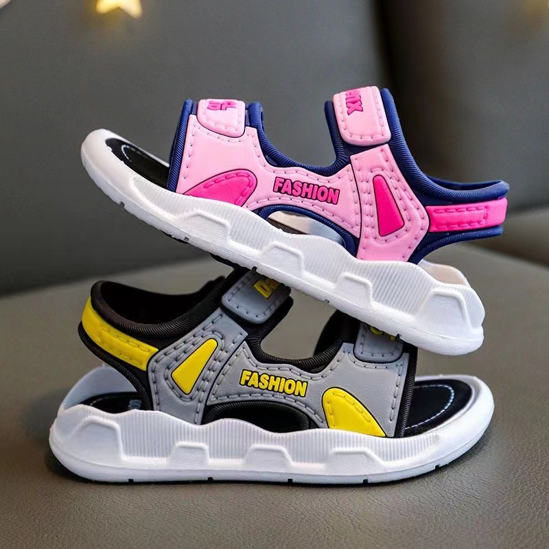 Girls' Sandals 2023 New Summer Soft Sole Non-Slip Boys' Princess Flat Korean Style Sports Children's Beach Sandals