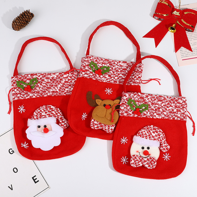 Christmas Children's Candy Pouch Cartoon Snowman Reindeer Halloween Apple Bag Christmas Candy Handbag