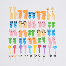 跨境卡通动物水果叉果盘水果签多支树脂环保牙签便当签彩色塑料签