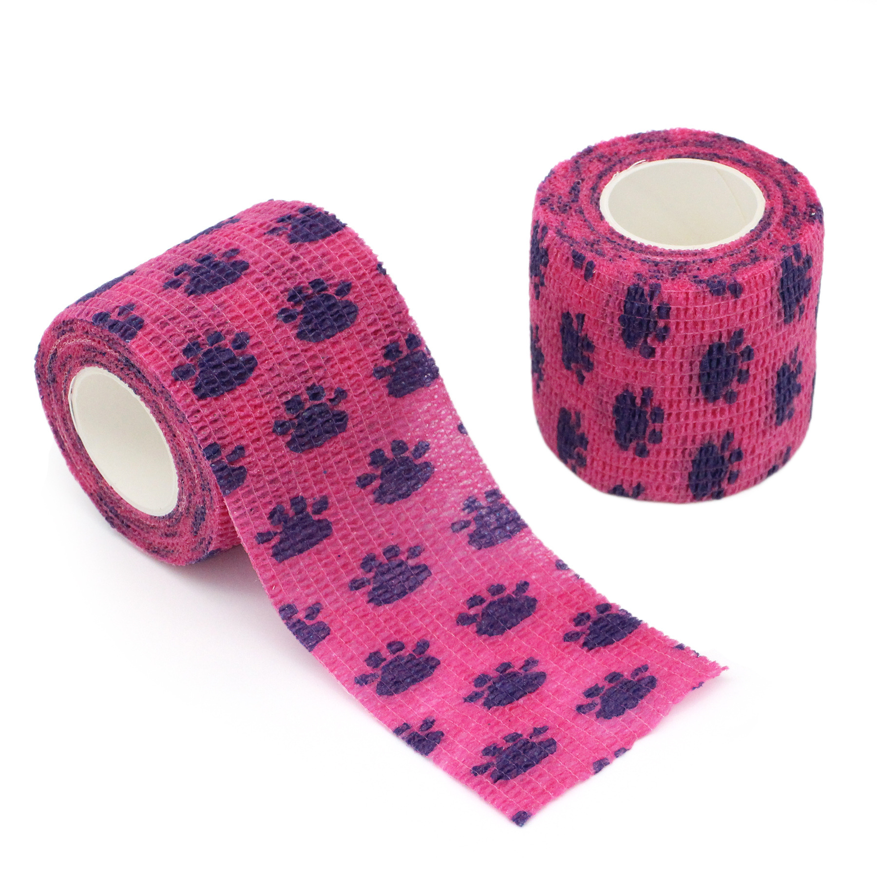 Huellas de color rosa y azul de la