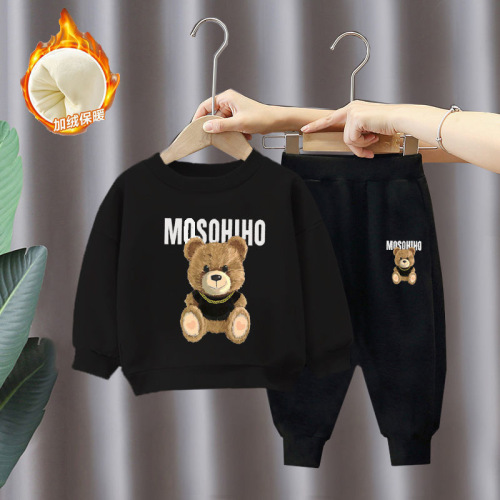 Wholesale New Children's Autumn/Winter Set with Padded and Thick Sweatshirts for Girls, Two-Piece Set with Long-Sleeve Top and Pants