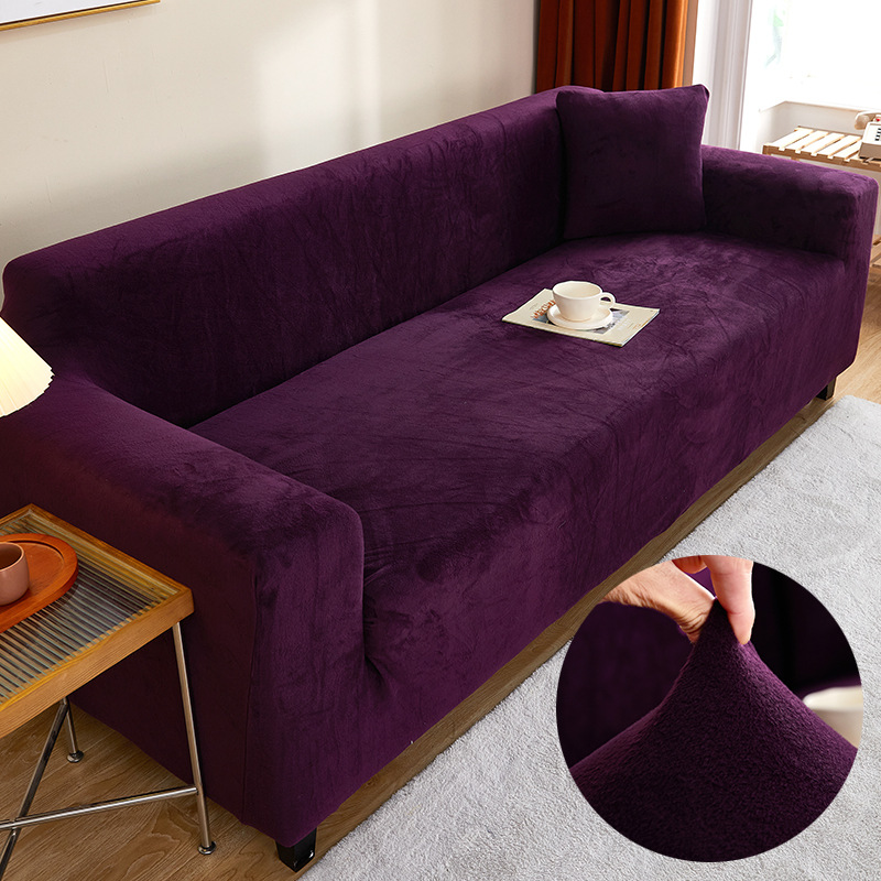 Otoño y invierno europeos de peluche engrosado sofá elástico cubierta de sofá cubierta de sofá todo incluido toalla de sofá de piel antideslizante tela al por mayor