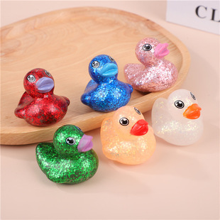 Amazon Cross-Border New Vinyl Duck Children's Water Bath Pinch Gold Powder Little Yellow Duck Baby Early Education