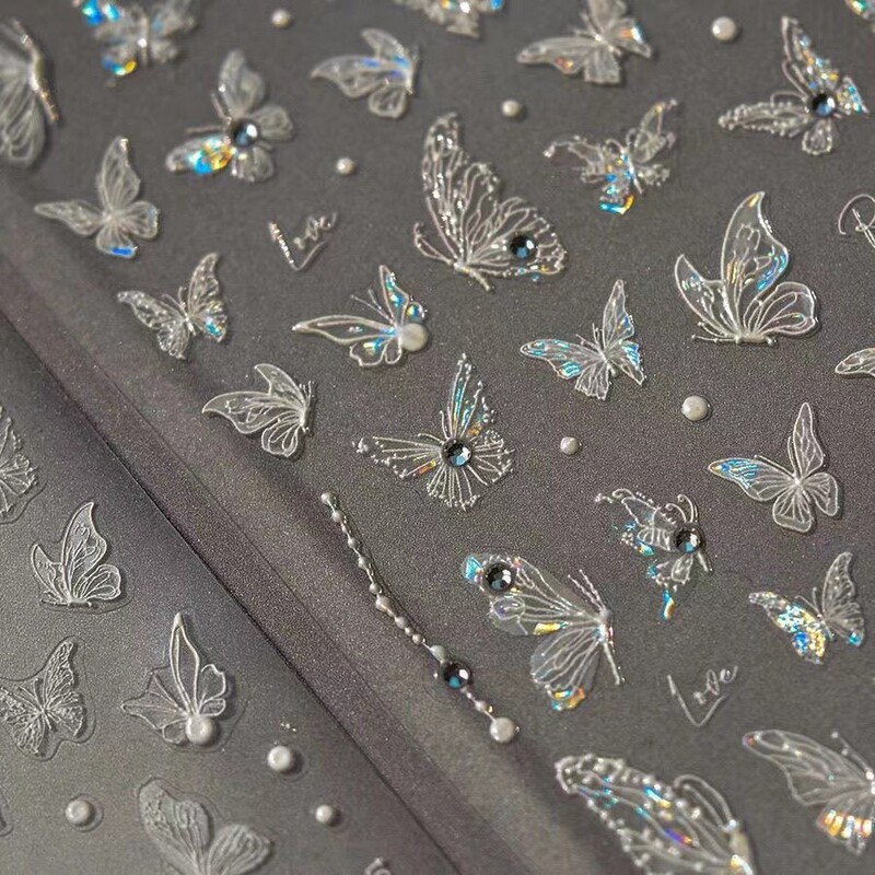 New Shell Light Smart Butterfly Nail Paste Paper Internet Celebrity Advanced Liquid Clear Fairy Butterfly Cute Nail Paste