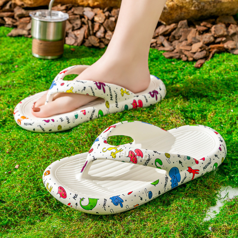 Summer Men's and Women's Flip-Flops Non-Slip Clip Thick Bottom Wear-Resistant Eva Slippers Splint Couple's Trendy Outfit Beach Sandals