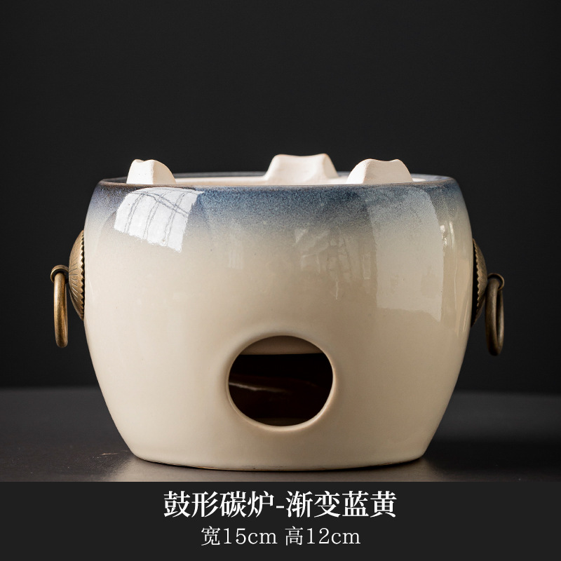 Estufa de carbón XYD-drum - degradado azul y amarillo