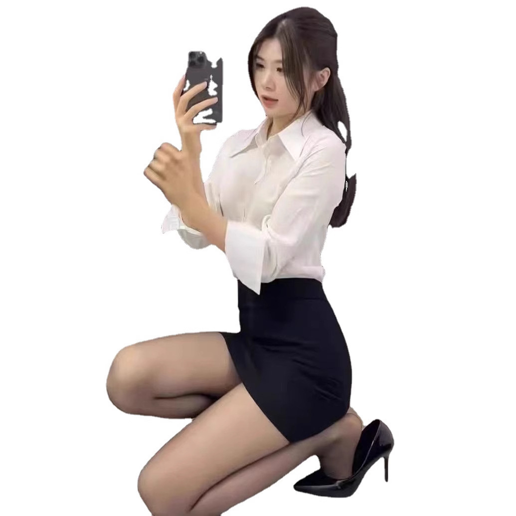 여름 OL 제복 세트 작업복 비즈니스 착용 기질 여성 화이트 셔츠 힙합 스커트 호텔 프론트 데스크 블랙 스커트