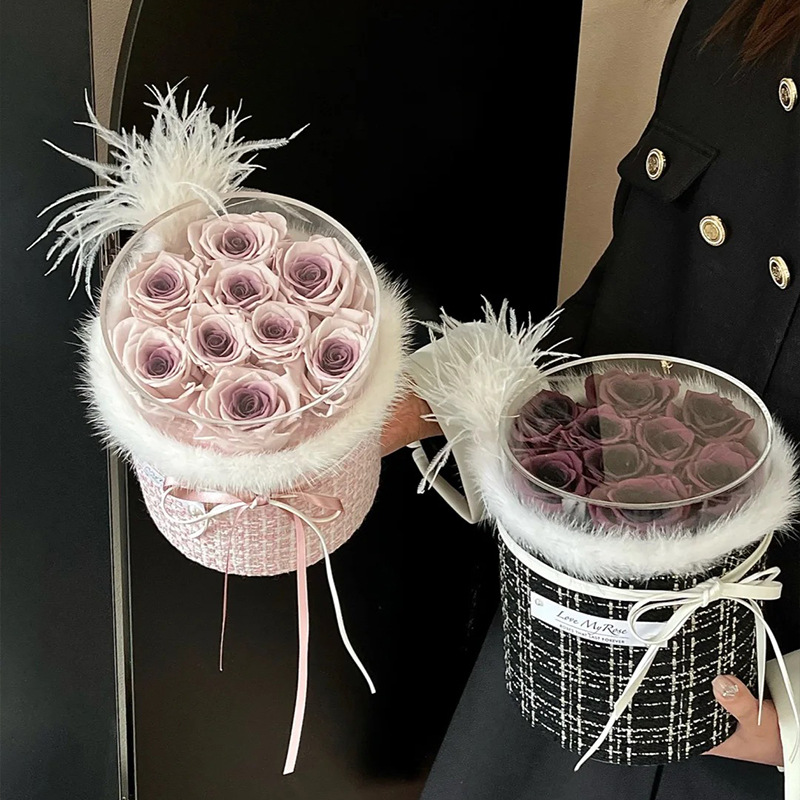 Red Feather Little Fragrance Brush Bouquet Decoración hecha a mano DIY material floral material de embalaje floral bouquet material al por mayor