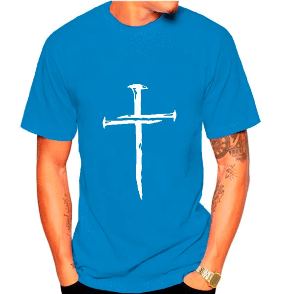 New Trendy Youth Style Printed Short-Sleeve Fashion Men's T-Shirt with Cross Sword Print, Available for Dropshipping