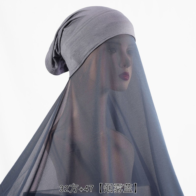 Pearl chiffon ladies turban veil珍珠雪纺女士围巾筒帽一体长巾|undefined