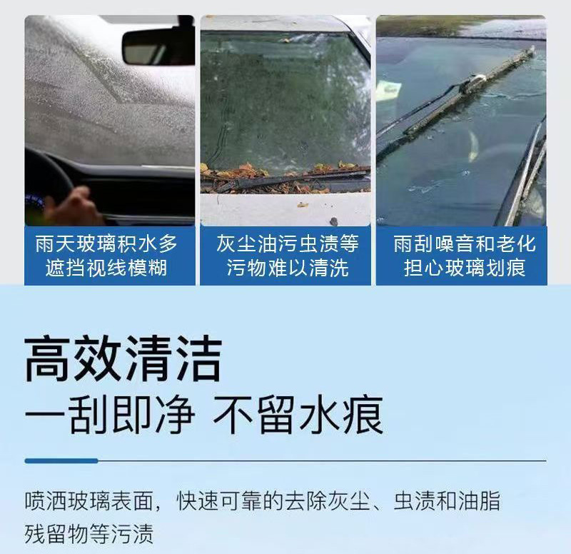 Glass Cleaner Concentrate Removes Oil Film and Insect Residue, Highly Concentrated Car Wiper Fluid That Doesn'T Damage Paint, Ethanol-Based Powerful Stain Remover and Cleaner