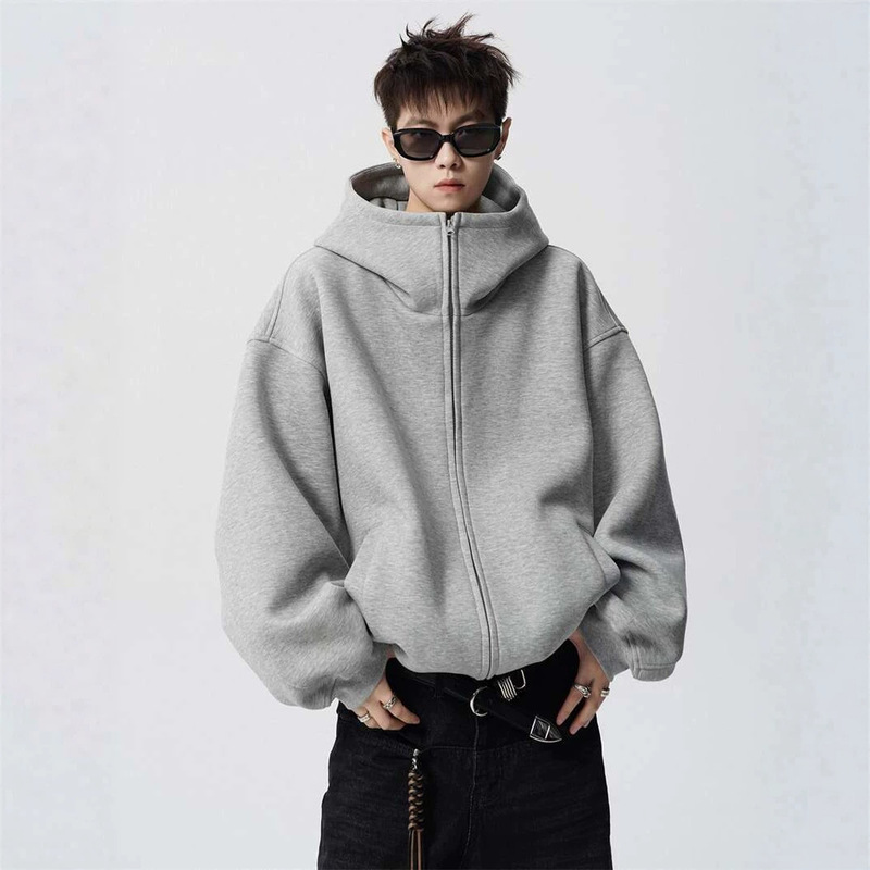 American-Style Heavyweight Casual Zip-Up Sweatshirt for Men, Spring and Autumn Couple's Jacket, Loose Trendy Brand Hoodie, Customizable American-Style Heavyweight Casual Zip-Up Sweatshirt for Men, Spring and Autumn Couple's Jacket, Loose Trendy Brand Hoodie, Customizable