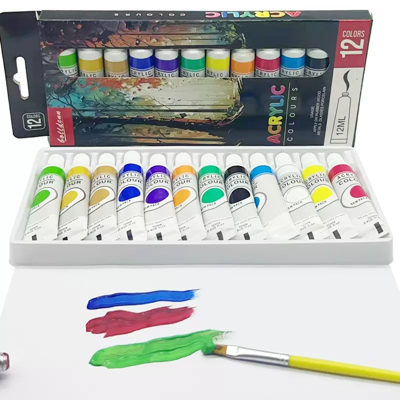 厂家直销12色丙烯绘画涂鸦颜料套装美术绘画涂鸦画画丙烯颜料套装