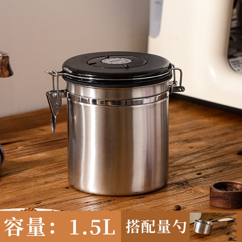 コーヒー豆、コーヒー粉、乾物用密封容器、304ステンレス鋼製排気バルブ付き密封保存容器、鮮度保持容器|undefined