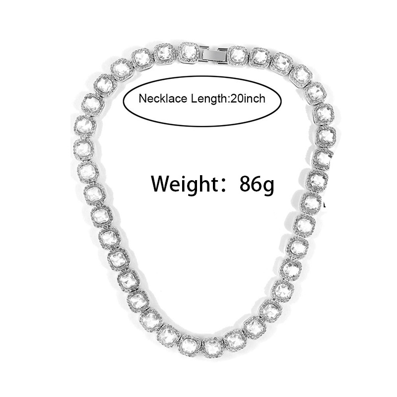 Europa und die Vereinigten Staaten Hiphop Hiphop voller Diamant Halskette Schmuck 13mm Platz Rock Zucker Patchwork Kuba Halskette Armband Schmuck_voghion.com