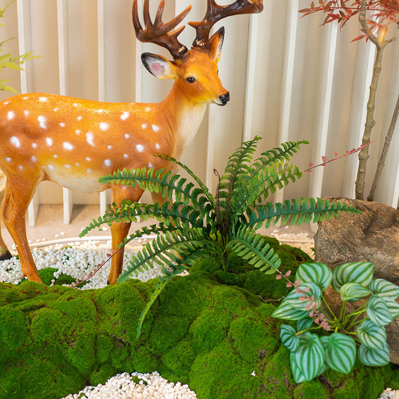 造花南天竹鉢植え造園緑植物装飾屋内外階段コーナーウィンドウ床レイアウト|undefined