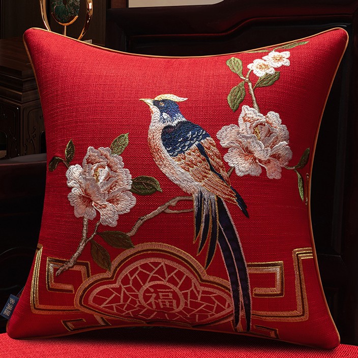 꽃잎 사이의 깃털 - 차이니즈 레드 [도리스 린넨 코트]