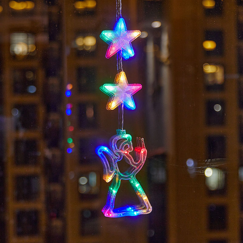 Lámpara de succión de diseño al aire libre de Navidad estrella de cinco puntas parada actividad ventana creativa Lámpara decorativa tienda centro comercial lámpara colgante