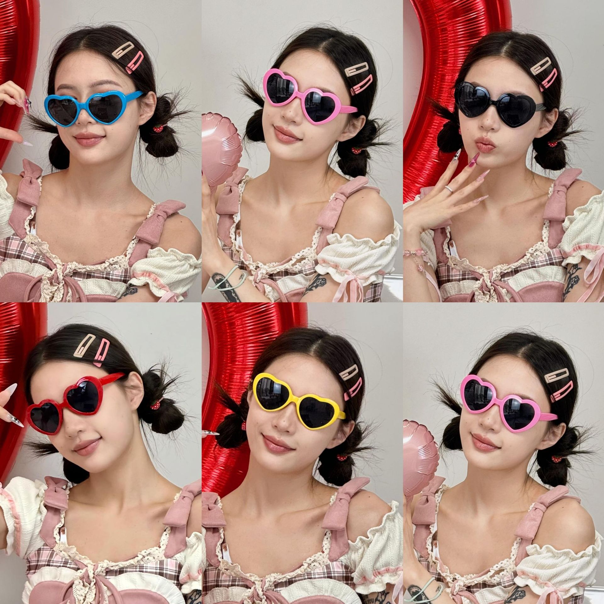 Gafas de Sol para Fiesta con Forma de Corazón 14.3x6 cm de Plástico y AC, Decorativo, para Fiestas y Moda