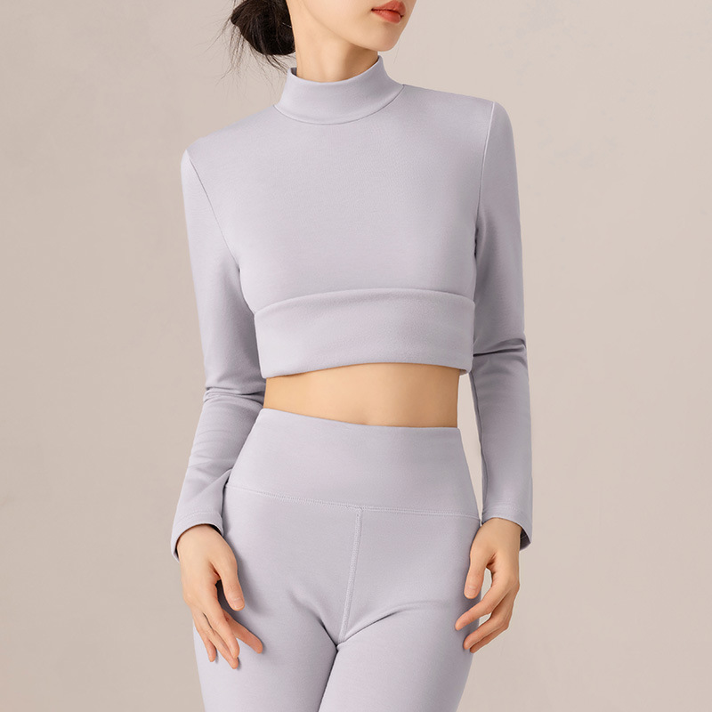 La ropa interior cálida de terciopelo de dama más terciopelo grueso superior 2024 nuevo cuello sin marca con camisa de base de otoño y invierno