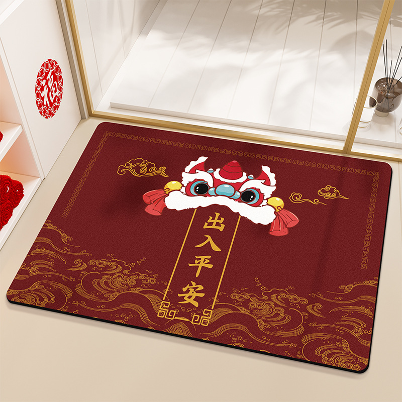 Baño de barro de diatomeas alfombra de suelo de absorción de agua Año Nuevo Festival de Primavera inodoro puerta inodoro antideslizante alfombra de boda alfombra festiva