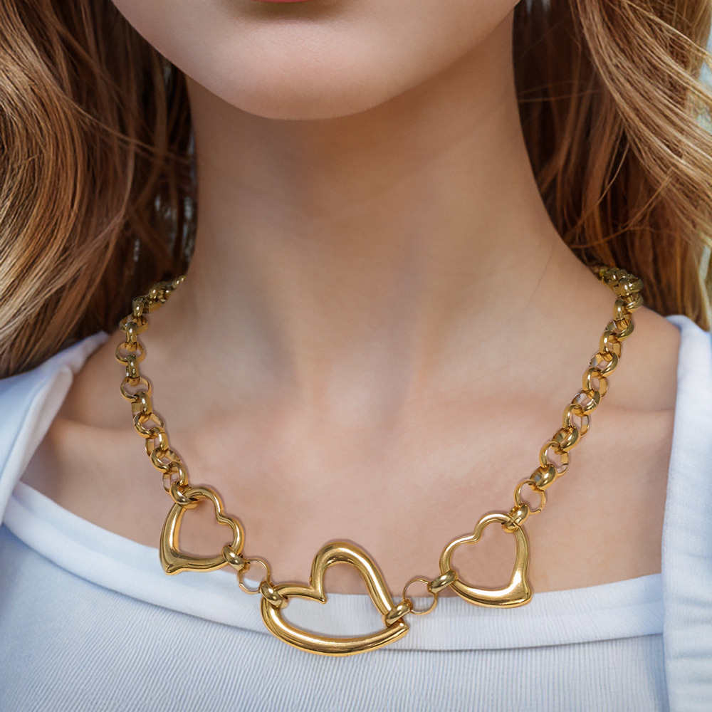 304 Stainless Steel Chain Material Belcher Chain Chain Type Daily Occasion 304 Stainless Steel Material Wholesale Jewelry Elegant Heart Shape 304 Stainless Steel Plating Necklace
