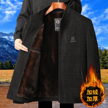 中老年男外套秋冬季雪尼尔加厚夹克棉衣外套男士冬季外套爸爸装