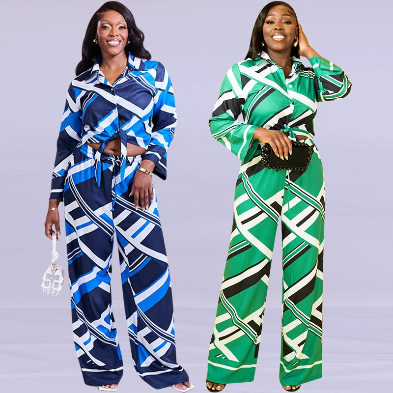 3245 Кабо-Верде Европа и США трансграничные женские повседневные широкие брюки абстрактный узор брюки набор брюк