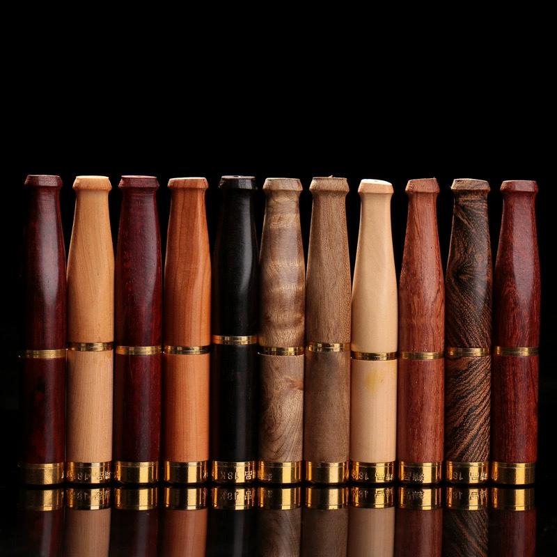 Оптовая продажа табачных принадлежностей из цельного дерева двойные фильтрующие мундштуки моющие стержни фильтрующие медные наконечники деревянные резные мундштуки