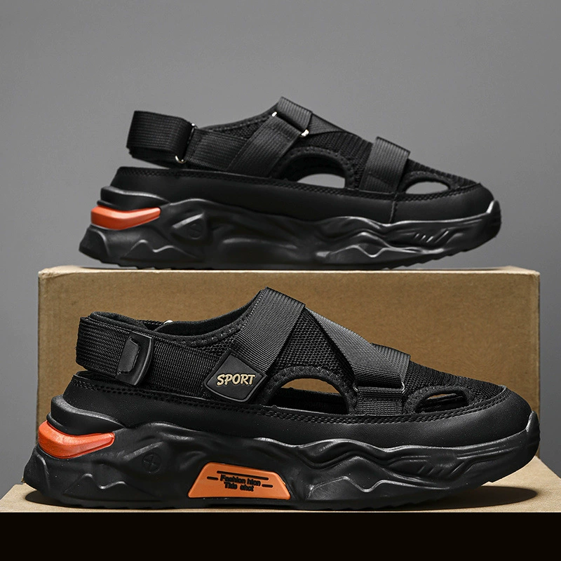 Мужские летние модные спортивные сандалии, нескользящие, с отверстиями для пальцев, для улицы, вождения, прогулок по воде и пляжа