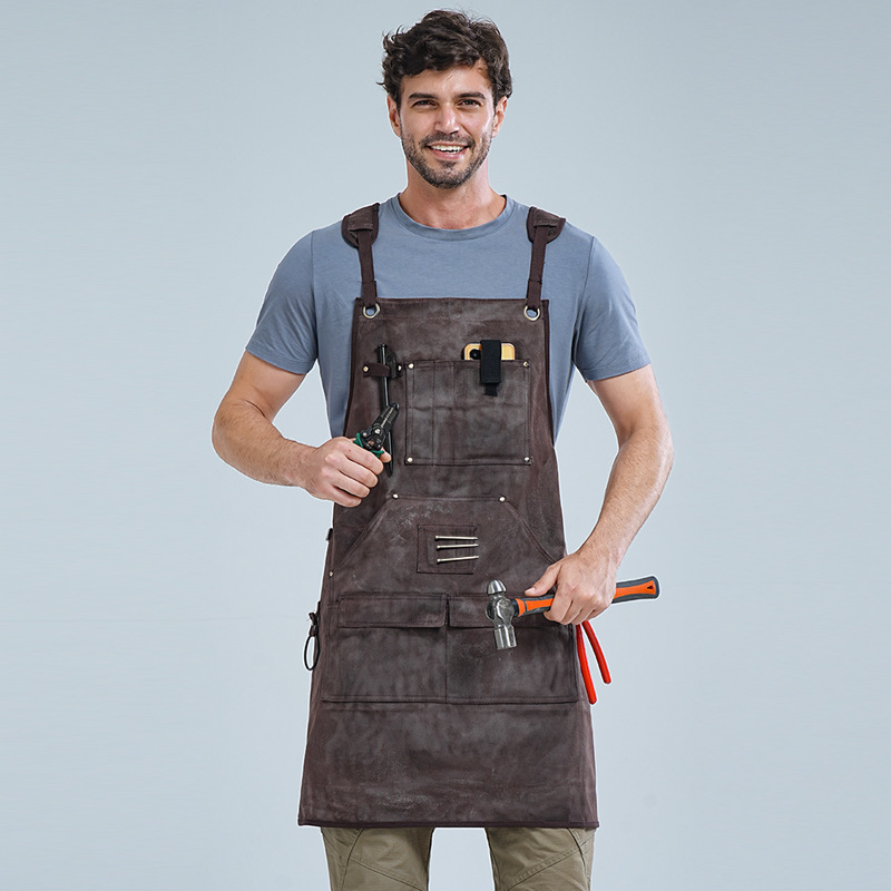 Comercio electrónico transfronterizo engrosar herramientas de lona delantal cuero de bolsillo electricista carpintería ropa de trabajo de cera delantal de lona