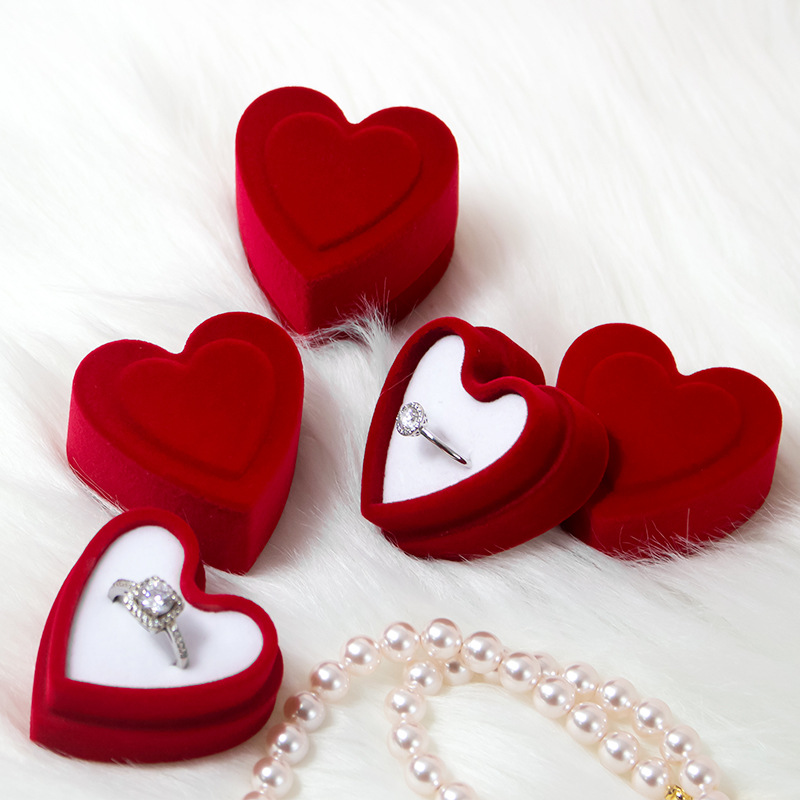 Caixa de anillo de alta calidad, caja de joyas de flojo rojo, caja de almacenamiento de anillo de amor de alta calidad, caja de almacenamiento de pendientes