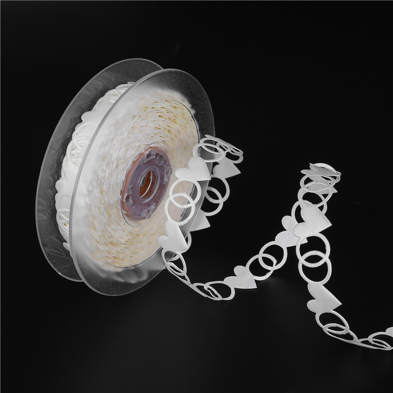 Amazon doble anillo amor cinta relieve boda escena decoración flores regalo poliéster cinta de raso