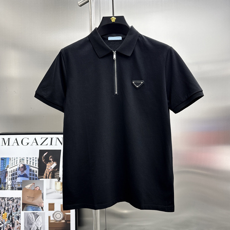 Half-Zipper Polo Shirt Men's Short-Sleeved T-Shirt Men's Trendy Brand Men's High-end Sense Tracky Handsome All-Match Solid Color Simple Top Half-Zipper Polo Shirt Men's Short-Sleeved T-Shirt Men's Trendy Brand Men's High-end Sense Tracky Handsome All-Match Solid Color Simple Top