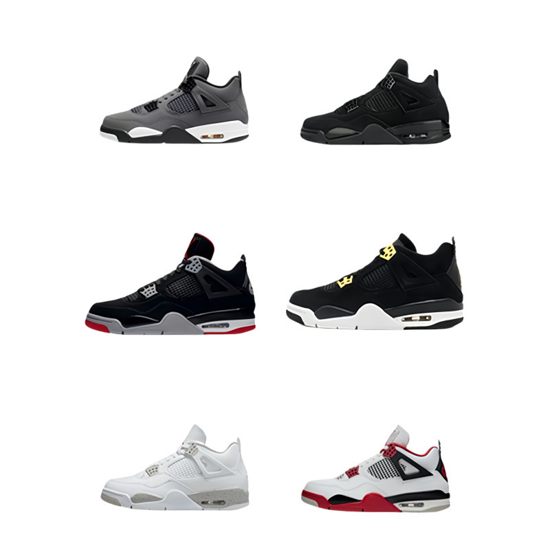 Putian Shoes Aj4 Basketball Shoes Aj4 Practical Couple Sports Shoes White Cement Paris Electric Mother Gray Rabbit Men's and Women's Shoes