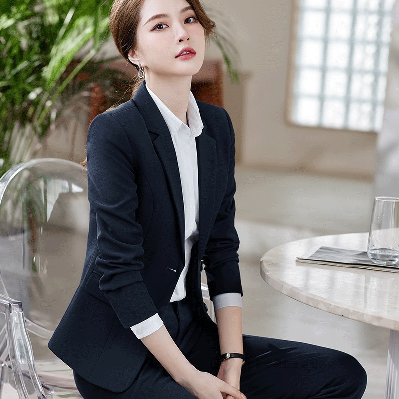 2024チベットブルー職業スーツスーツ女性気質工装職場面接正装スーツコート作業服|undefined