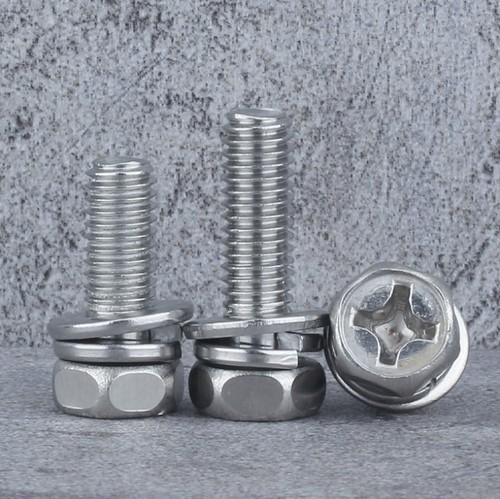 304 stainless steel cross concave hexagonal three combination screws concave outer hexagonal combination screws GB9074.13