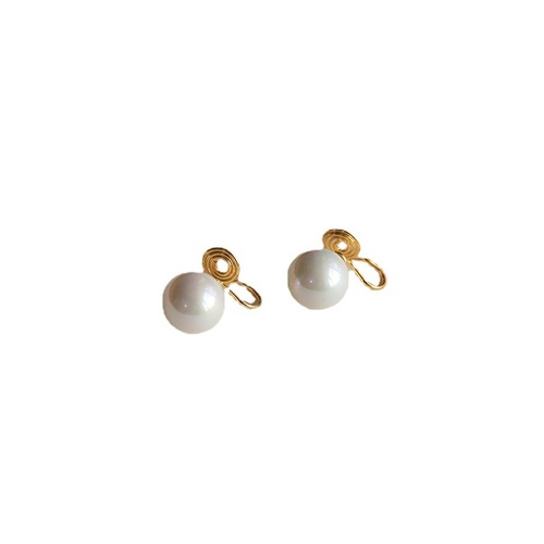 French retro high-gloss pearl ear clip for women without pierced mosquito coil earrings high-end light luxury small light bulb new trend