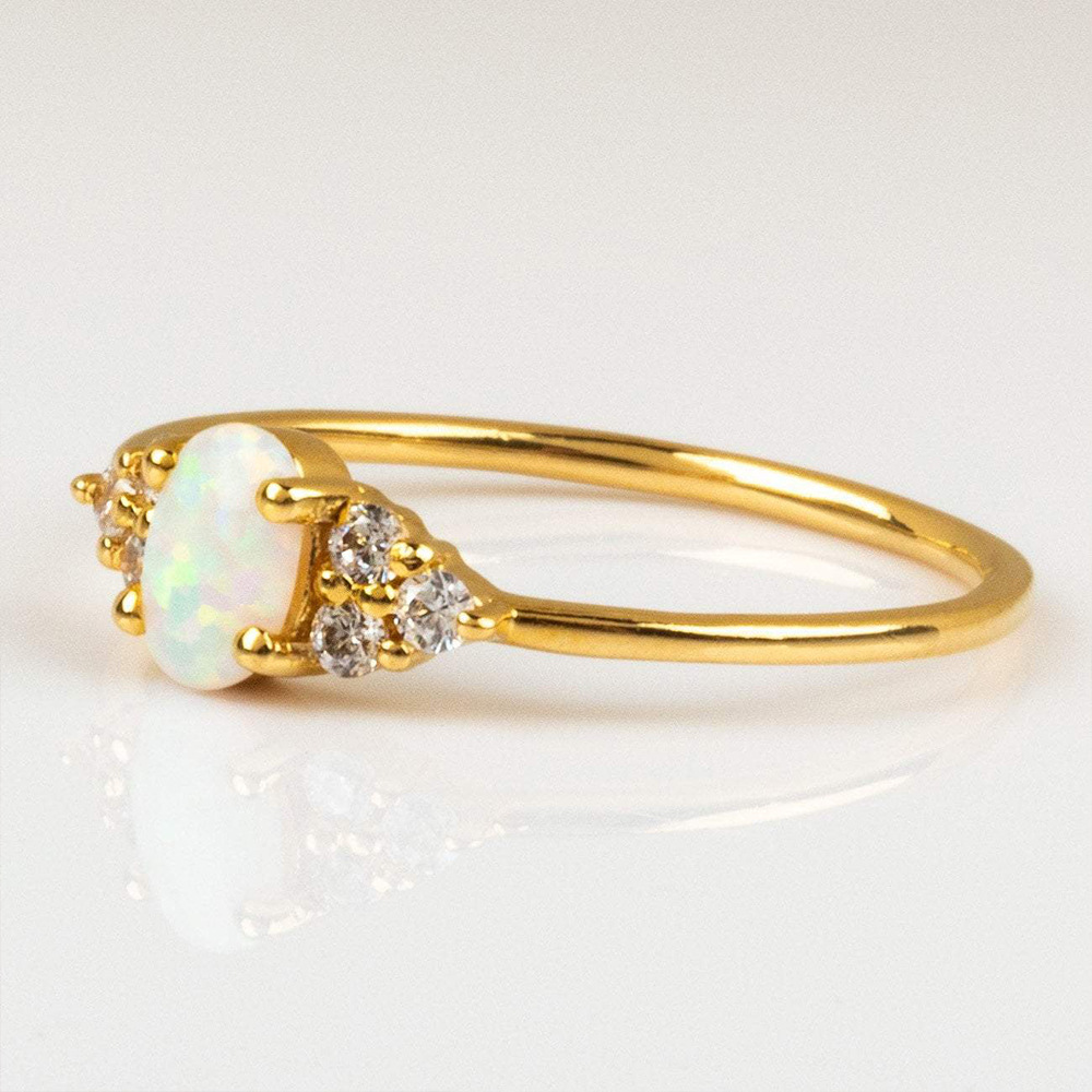 925 Sterling Silver Artificial Gemstones Oval Rings display picture 2