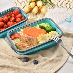 硅膠摺疊飯盒四件套 上班可微波爐便當盒午餐 戶外旅行野餐