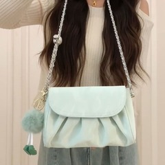 Fresh and Light Cloud Texture Small Bag 2024 New Academic Style Pleated Underarm Bag Unique Single Shoulder Crossbody Bag for Women