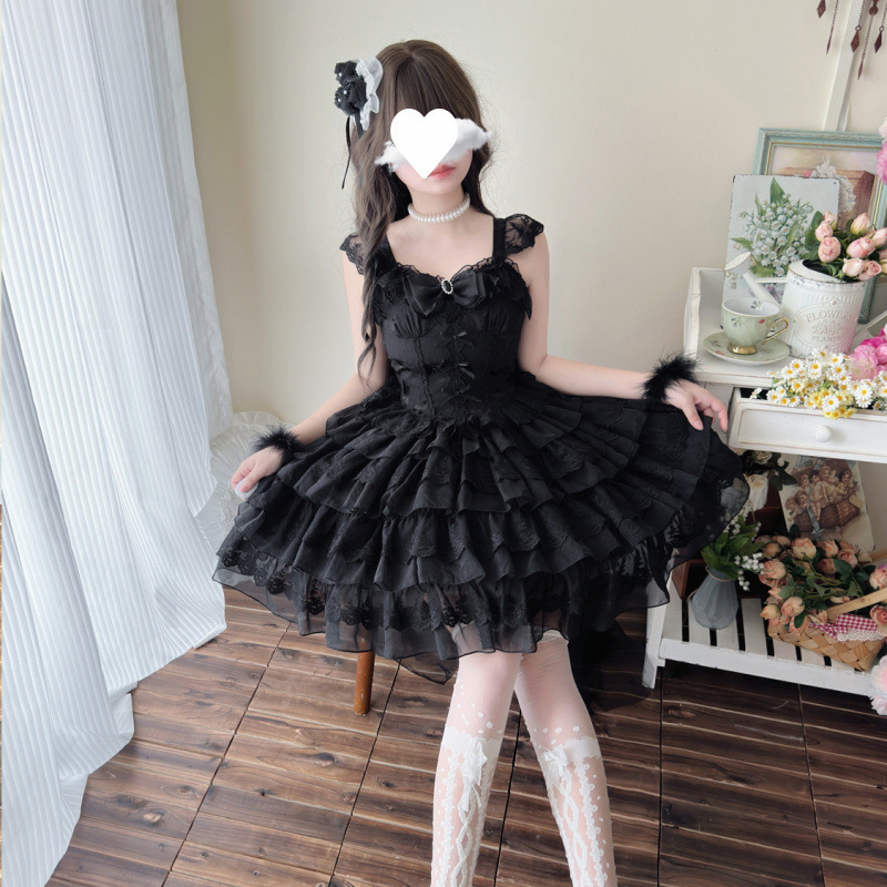 2025夏季新款日系可爱甜美Lolita芭蕾风花嫁jsk吊带连衣裙子软妹|undefined
