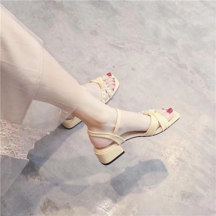 Sandalias de Mujer 2024, Nuevas, Versátiles, de Verano, Totalmente Blancas, Tacón Bajo, Tacón Cuadrado, Tacón Plano, Punta Abierta, Peep Toe