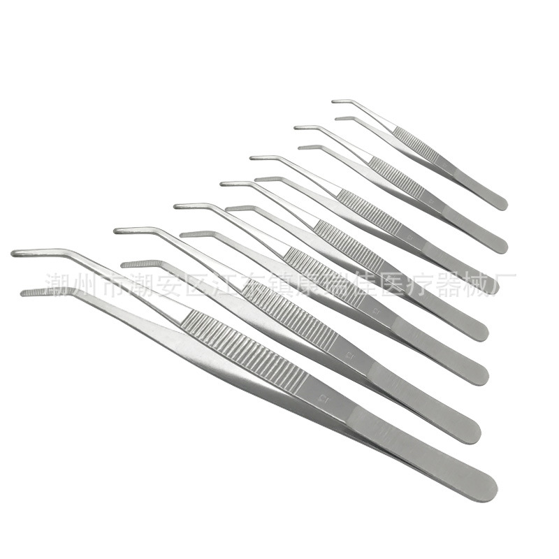 加长不锈钢镊子 加厚圆头防滑大镊子 弯头喂食夹子水槽敷料工具夹
