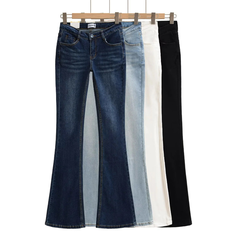Hip-Enhancing and Butt-Lifting Flared Jeans for Women 2025 Autumn New Retro Spicy Low-Waist Slim-Fit Floor-Length Pants