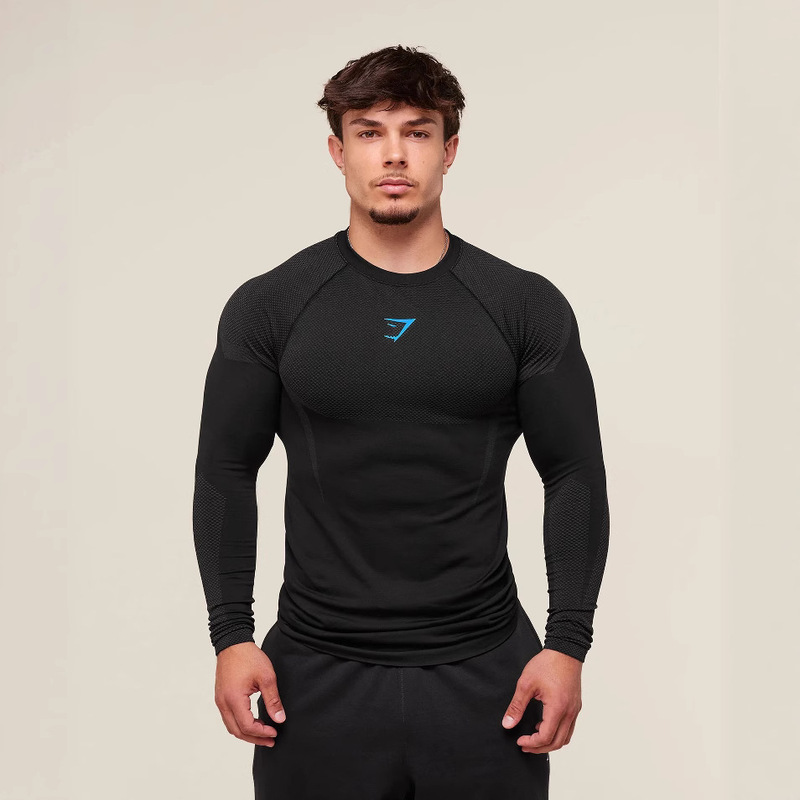 アマゾン外国貿易男性GYM運動フィットネスランニングトレーニング服弾力ファッションプリント丸襟長袖|undefined