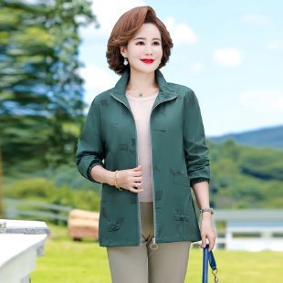 中年妈妈春秋时尚洋气春季外套女款老年人中老年2025新款春装上衣|undefined